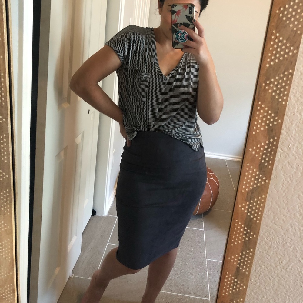 Grey suede pencil skirt